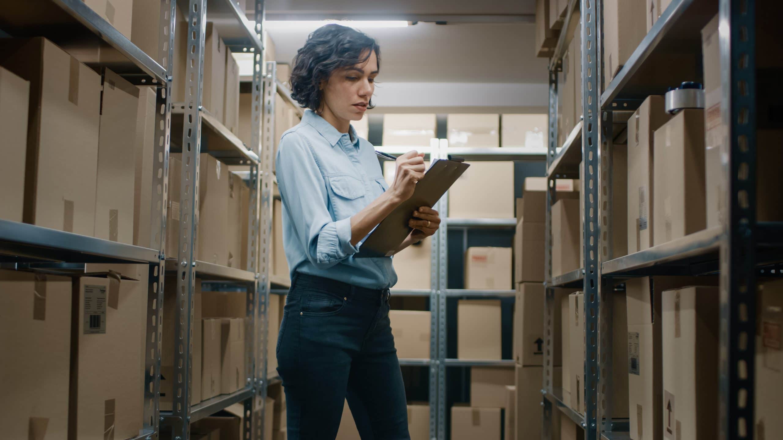 Stock storage Enfield facility boxes on shelves