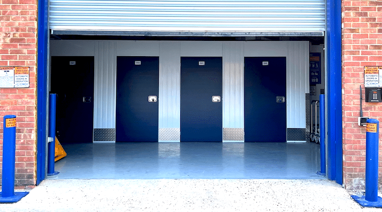 Rolling doors at a short term storage Enfield facility