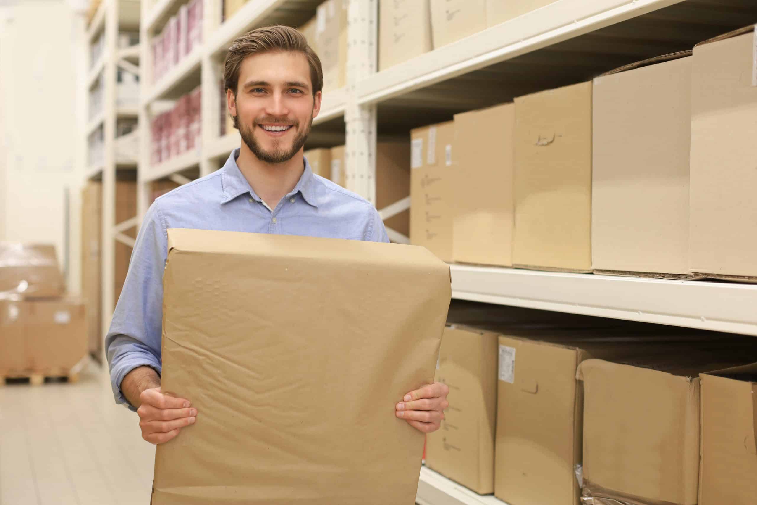 warehouses in Huntingdon - interior with man holding box