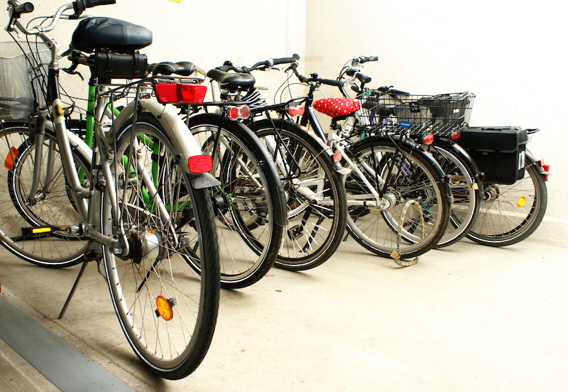 Storage facilities in Southend. Images shows a line of bicycles parked up inside a white walled storage unit